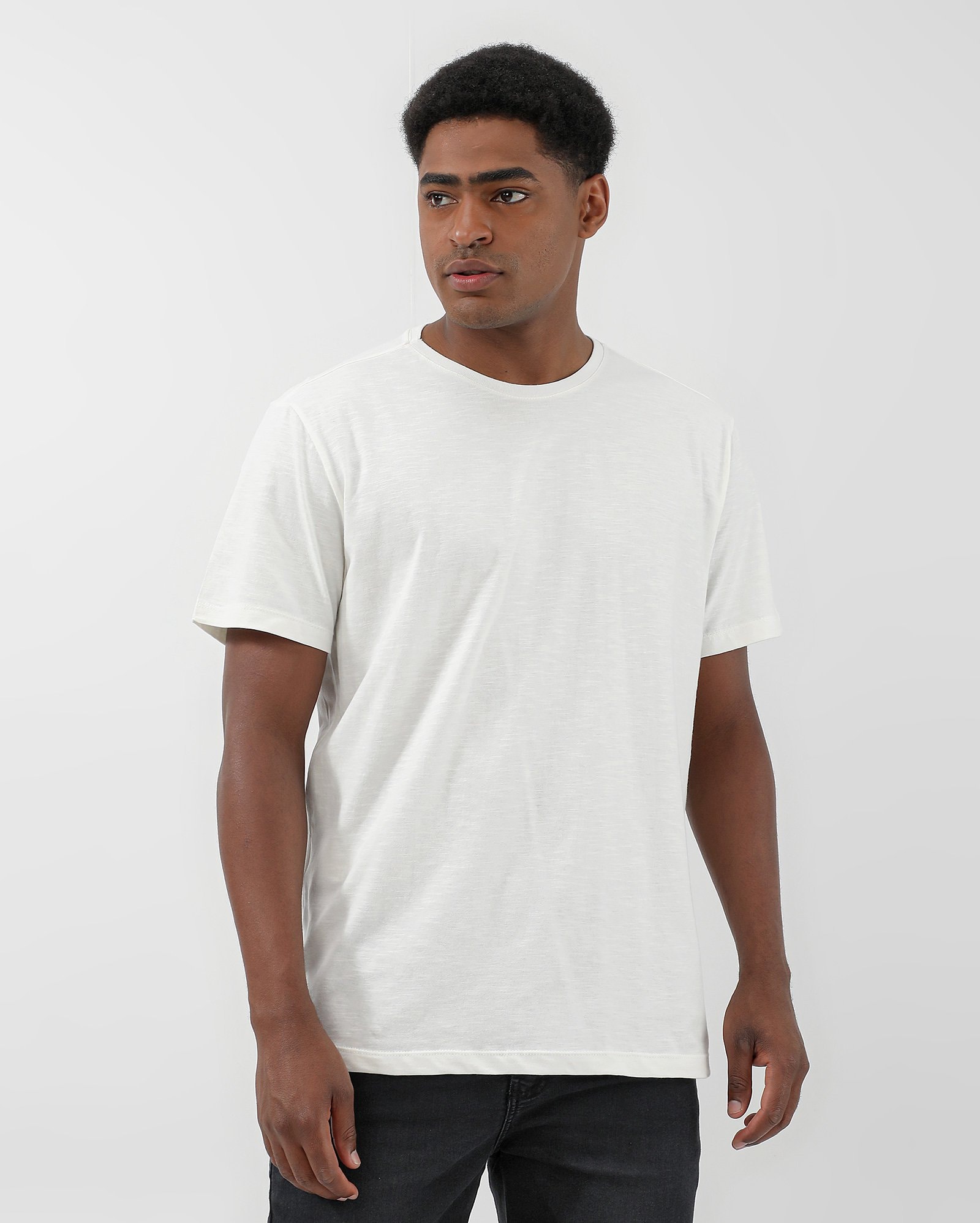 Camiseta masculina flamê regular branca