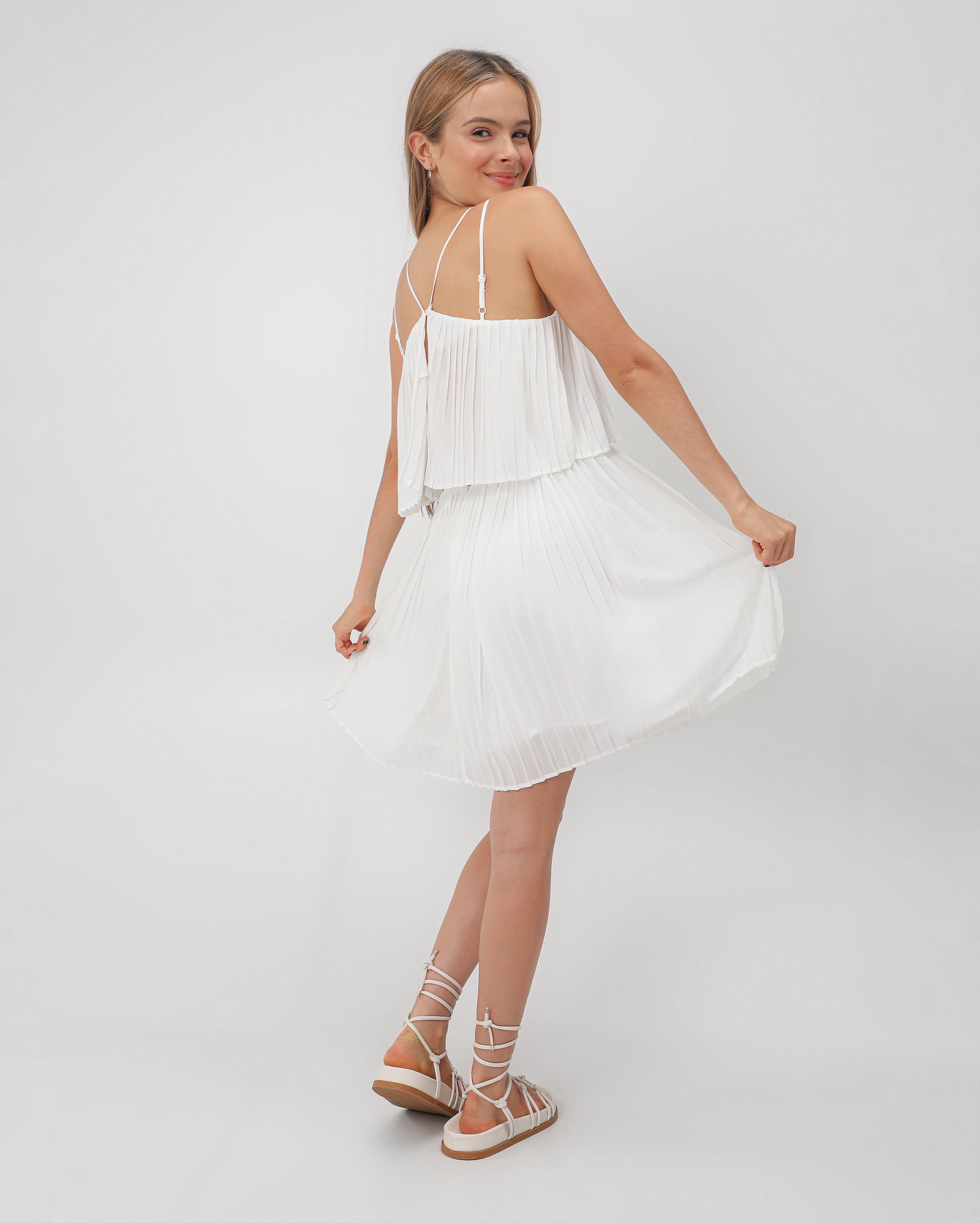 Babado Vestido Infantil Plissado Riachuelo Vestido Curto Juvenil