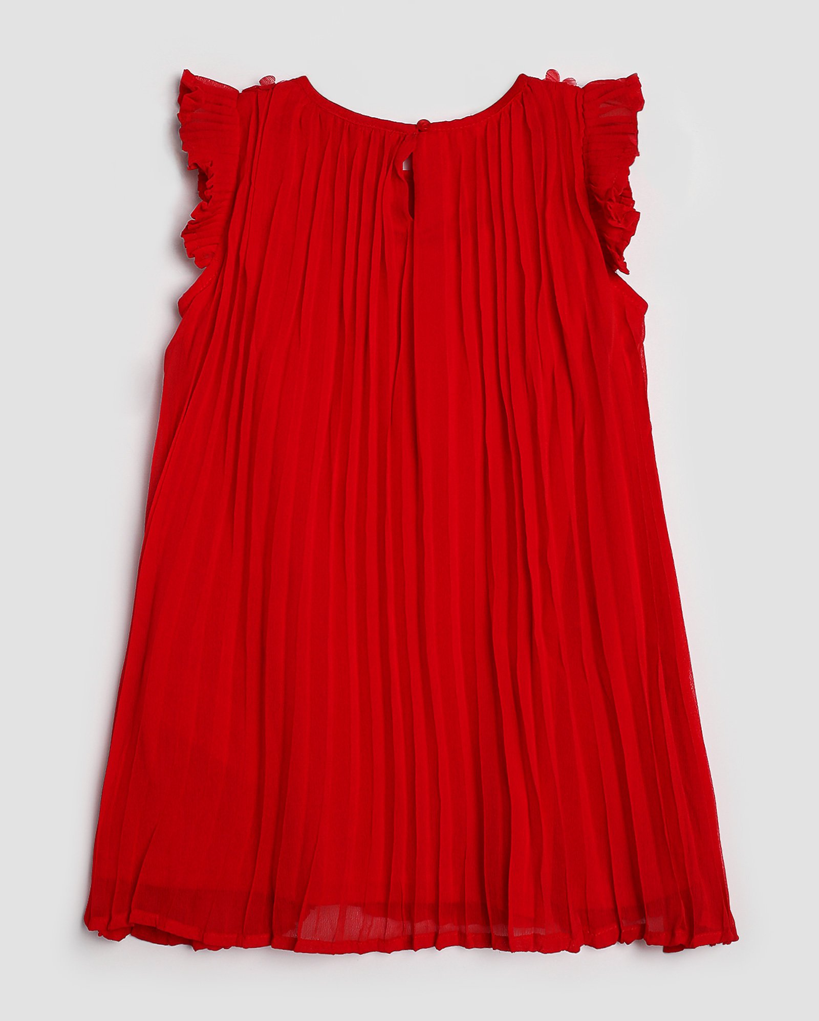Vestido infantil plissado com flores 1-4A vermelho | Pool Kids