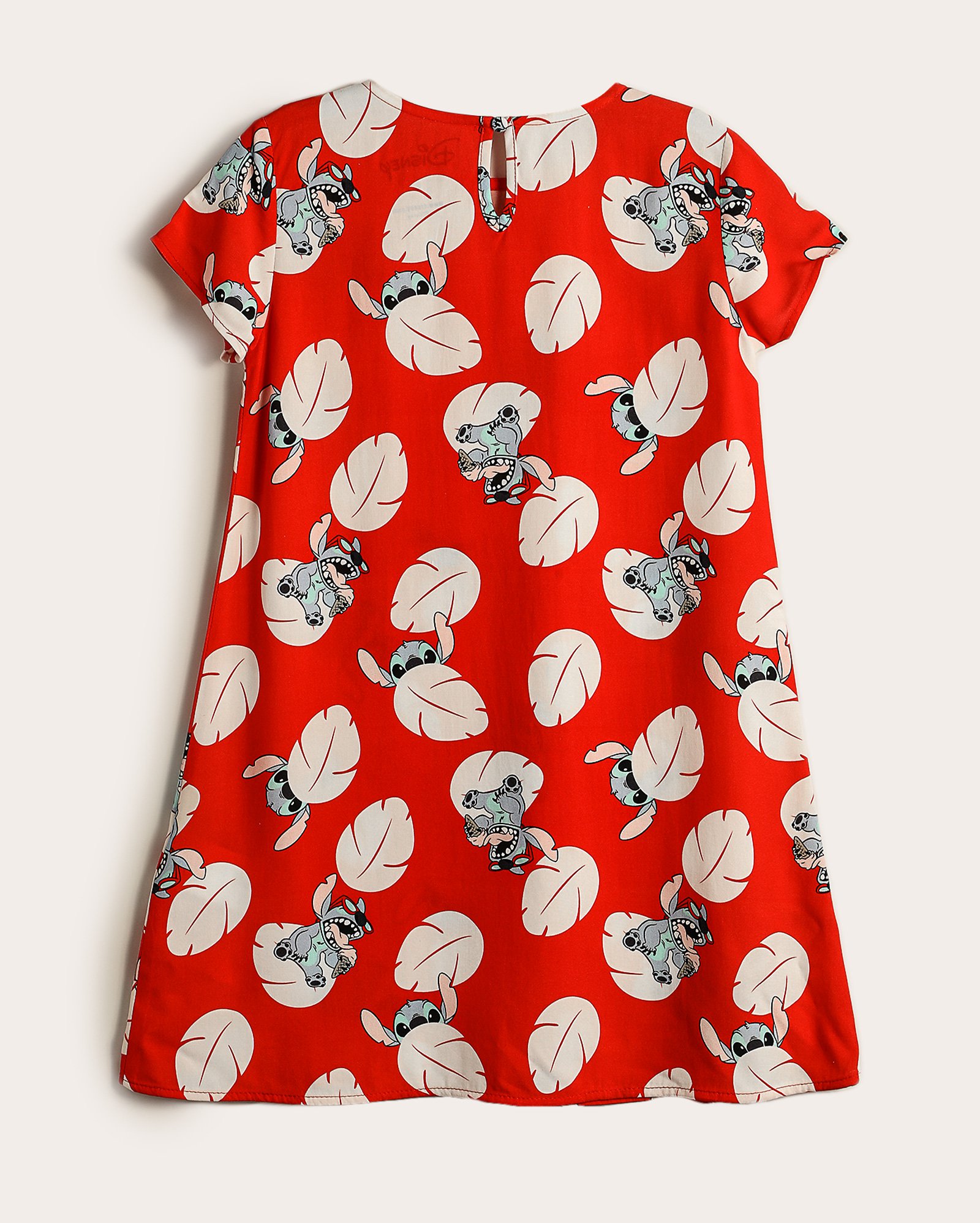 Vestido infantil evasê Stitch brincalhão 1-8A vermelho | FANLAB