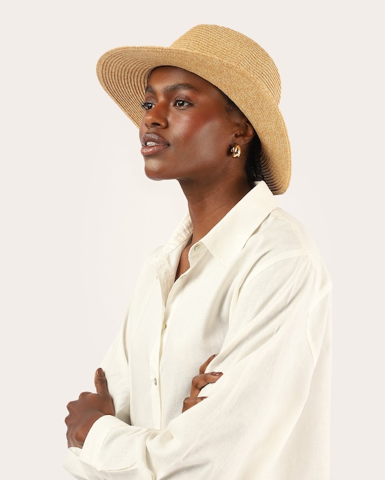 Chapéu feminino de palha com fivela