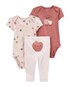 Conjunto longo bebê 3 peças maça rosa | Carter's