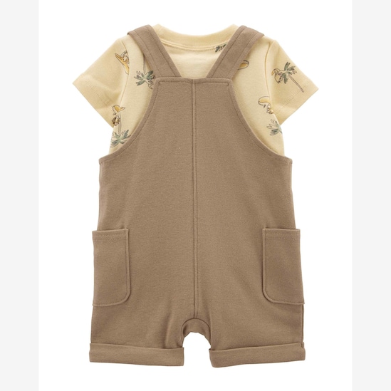 Jardineira bebê com par de meia marrom | Carter's 