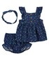 Conjunto curto bebê floral com faixa de cabelo azul | Carter's 