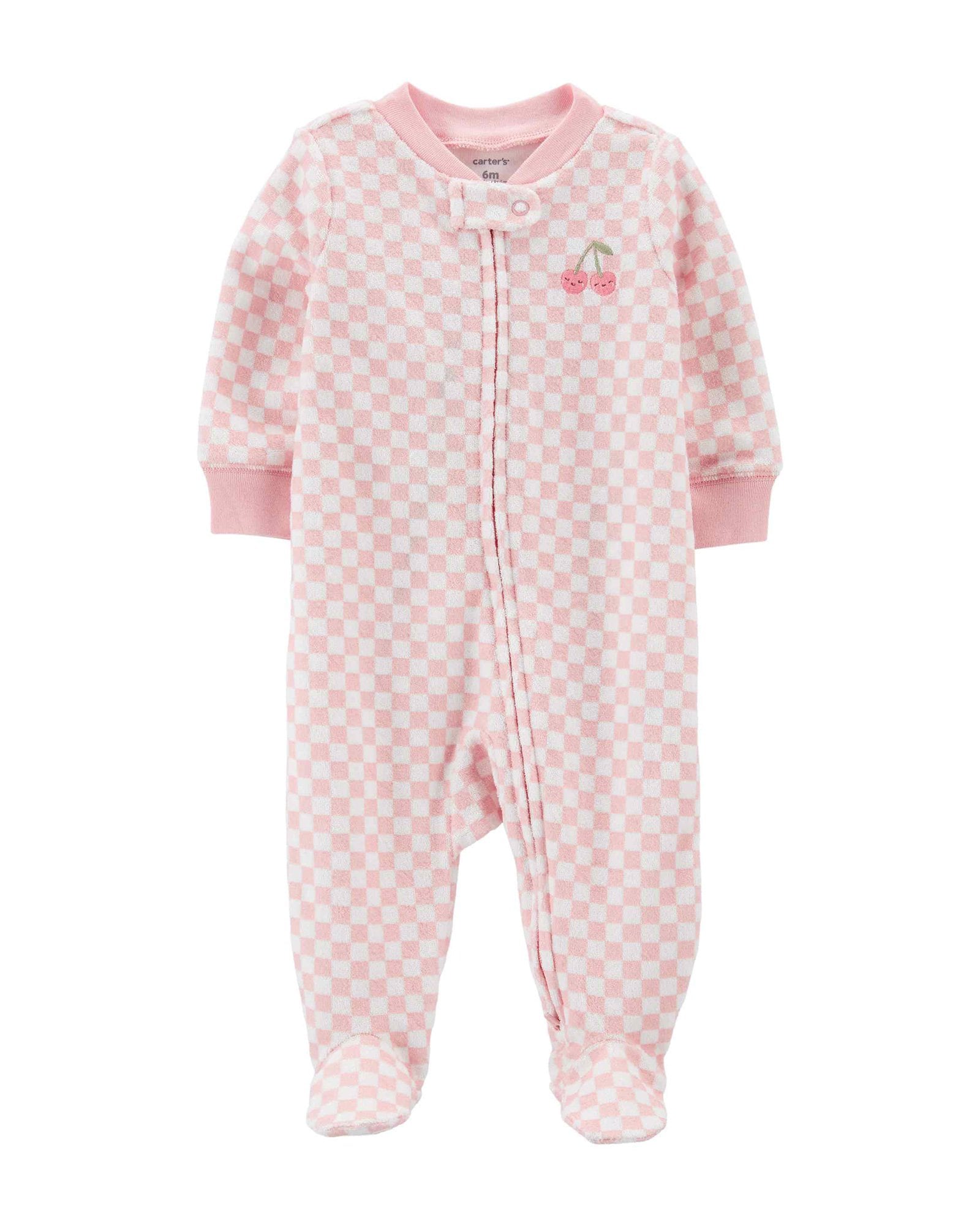 Macacão bebê quadriculado cerejinha rosa | Carter's | Carter's Oficial