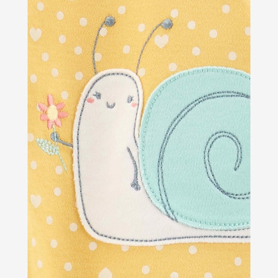 Macacão bebê com zíper poá caracol amarelo | Carter's