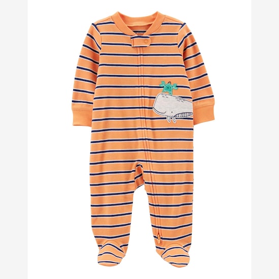 Macacão bebê baleia listrado laranja | Carter's