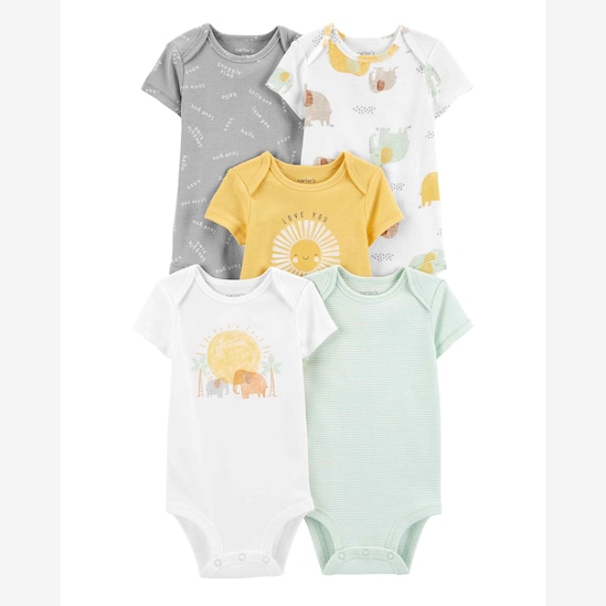 Kit body bebê 5 peças sol listrado e bichinhos multicor | Carter's