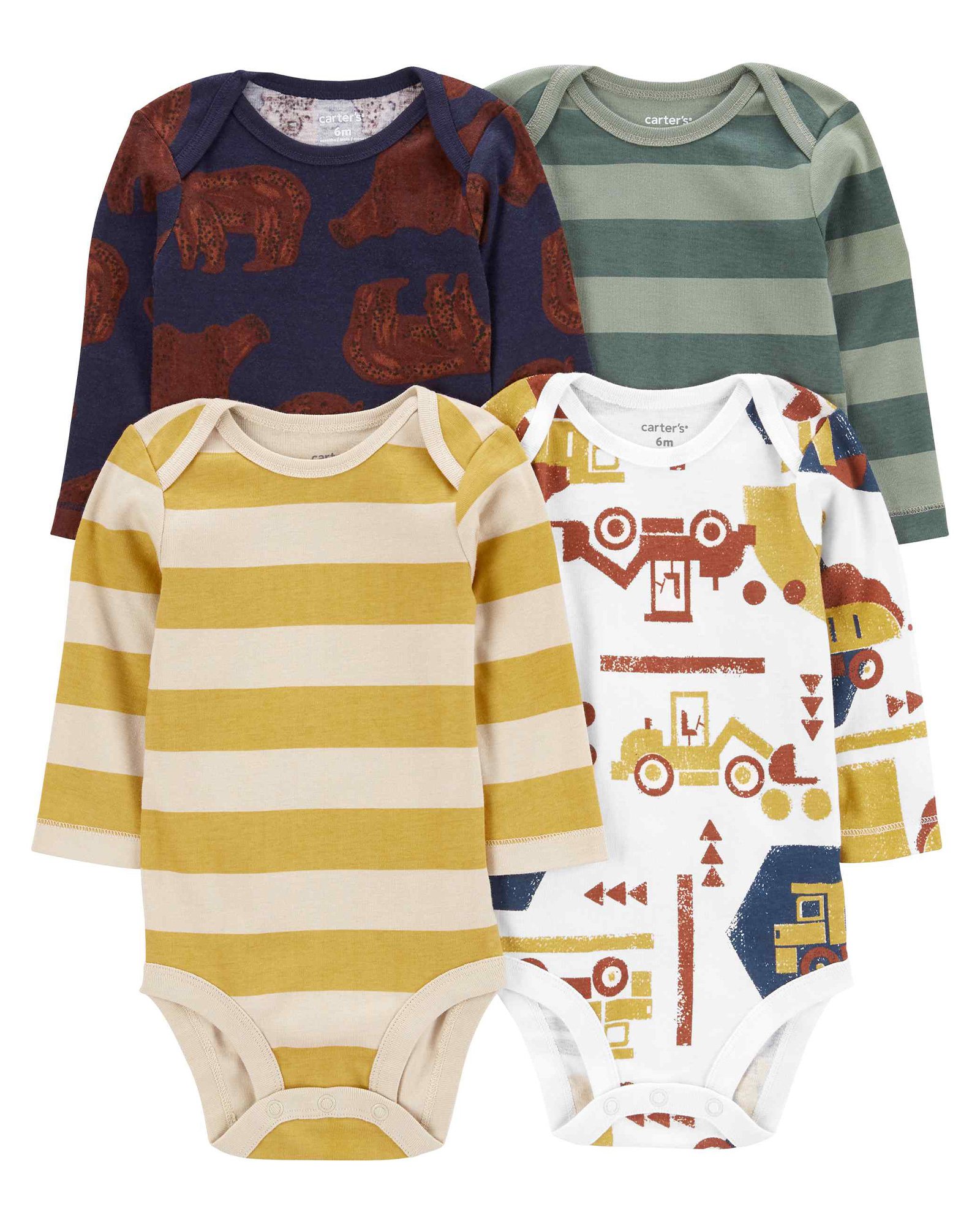 Kit body bebê 4 peças trator e listras multicor Carter's Carter's