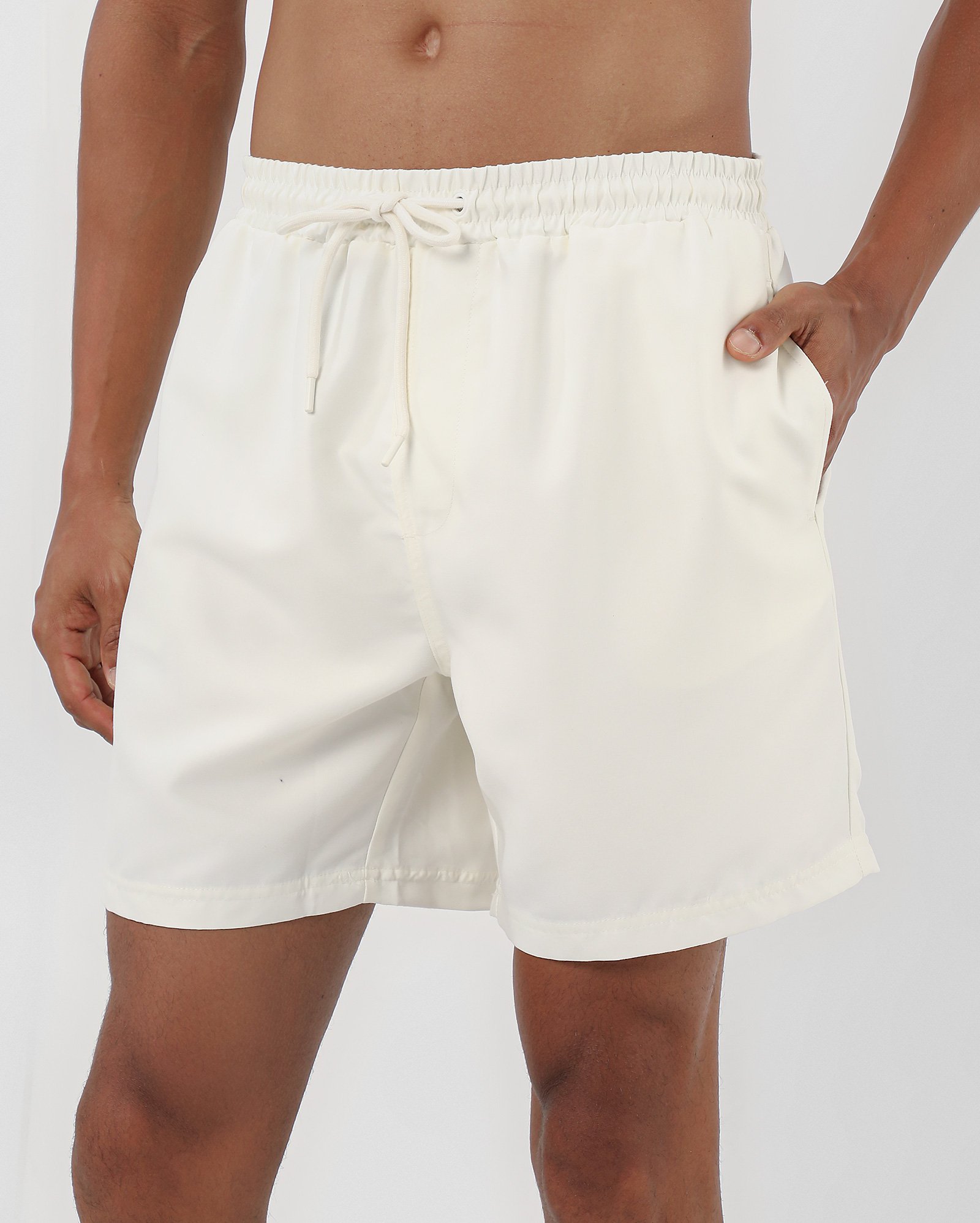 Short água masculino com elástico e cordão - Off-white