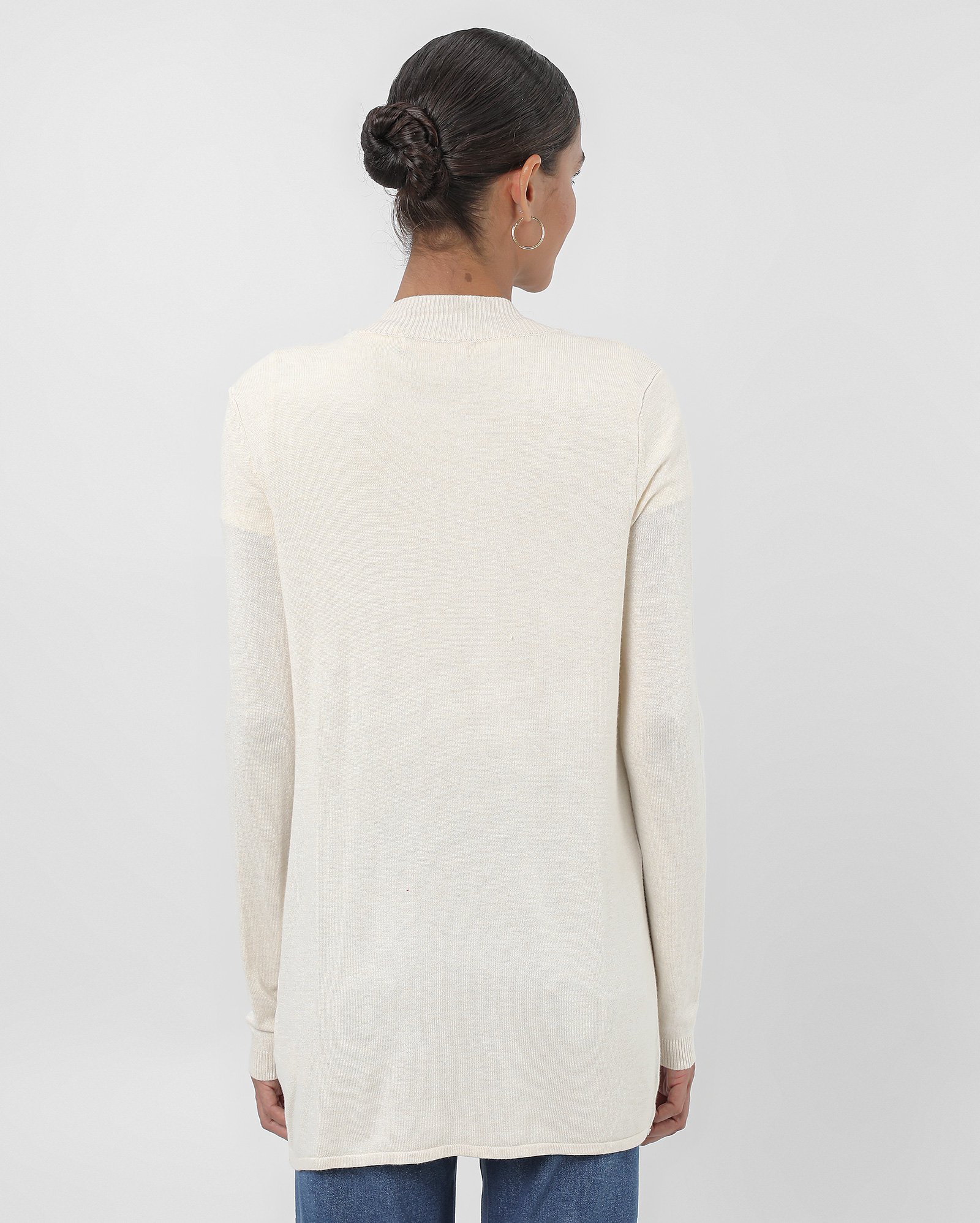 Cardigan feminino alongado com vista aberta - Bege Claro Mescla | Pool Basics