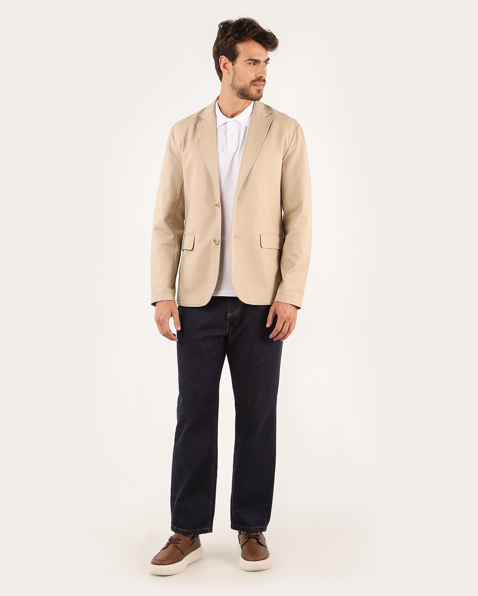 Blazer masculino alfaiatado com bolsos slim bege | Original by Riachuelo