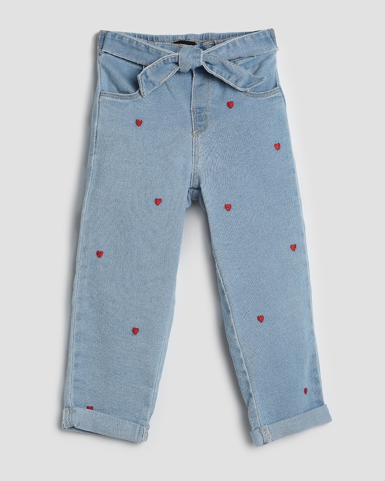 Riachuelo Calça jeans infantil clochard corações 1-4A denim