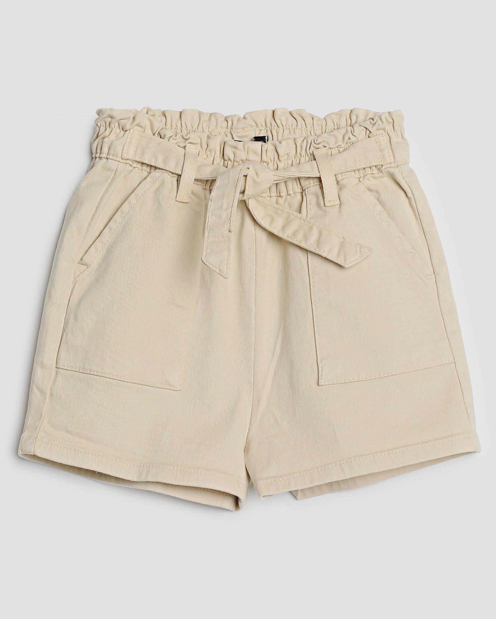Short jeans infantil baggy Cintinho 4-10A - Bege Claro | Pool Kids
