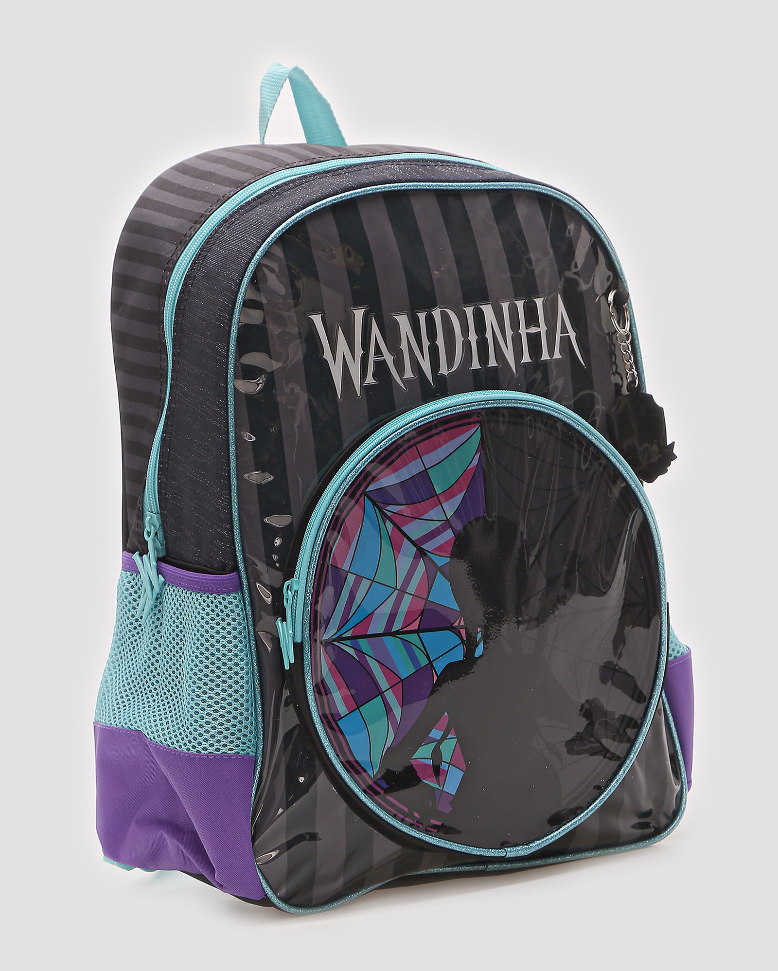 Mochila juvenil listrada preta | Wandinha