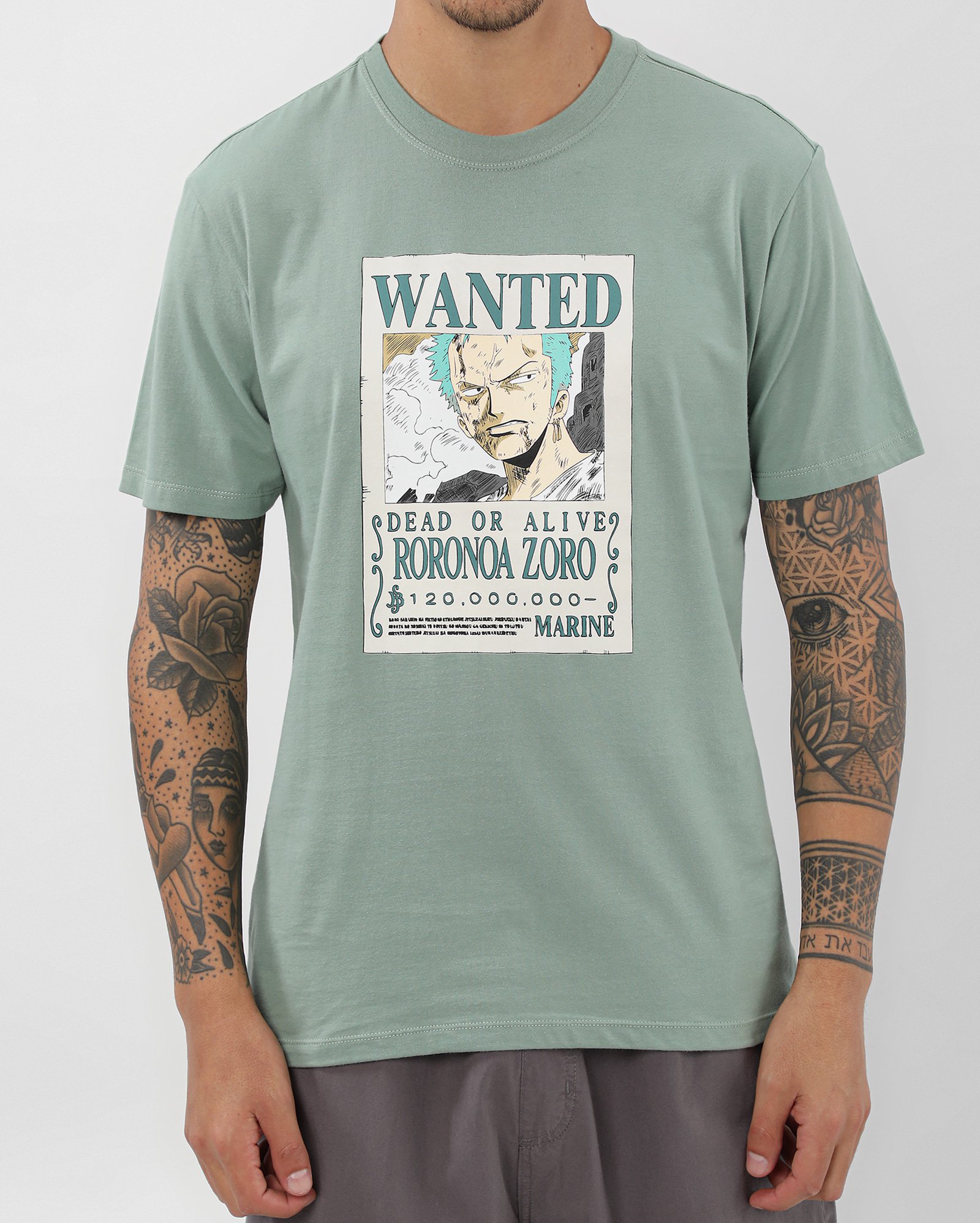 Camiseta One Piece Wanted Roronoa Zoro verde | FANLAB