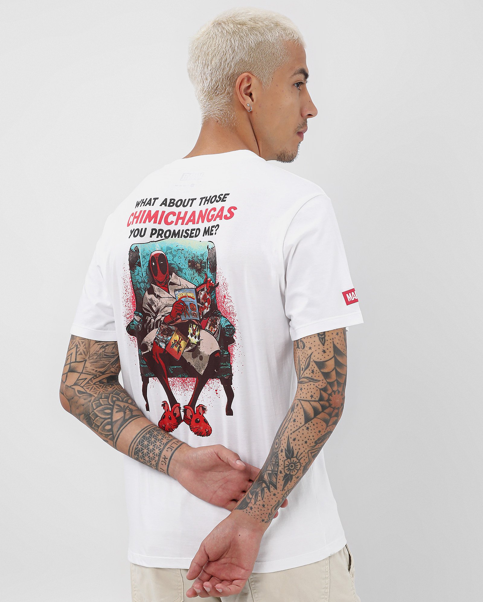 Camiseta masculina regular Marvel Deadpool branca | FANLAB