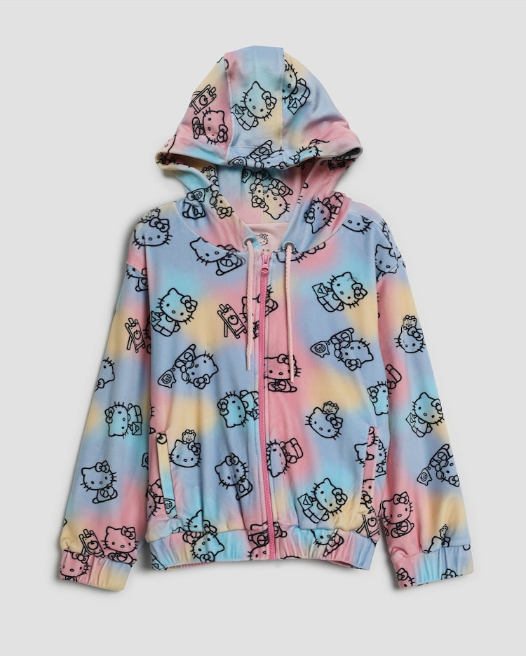 Riachuelo Jaqueta infantil plush com bolsos e capuz Hello Kitty