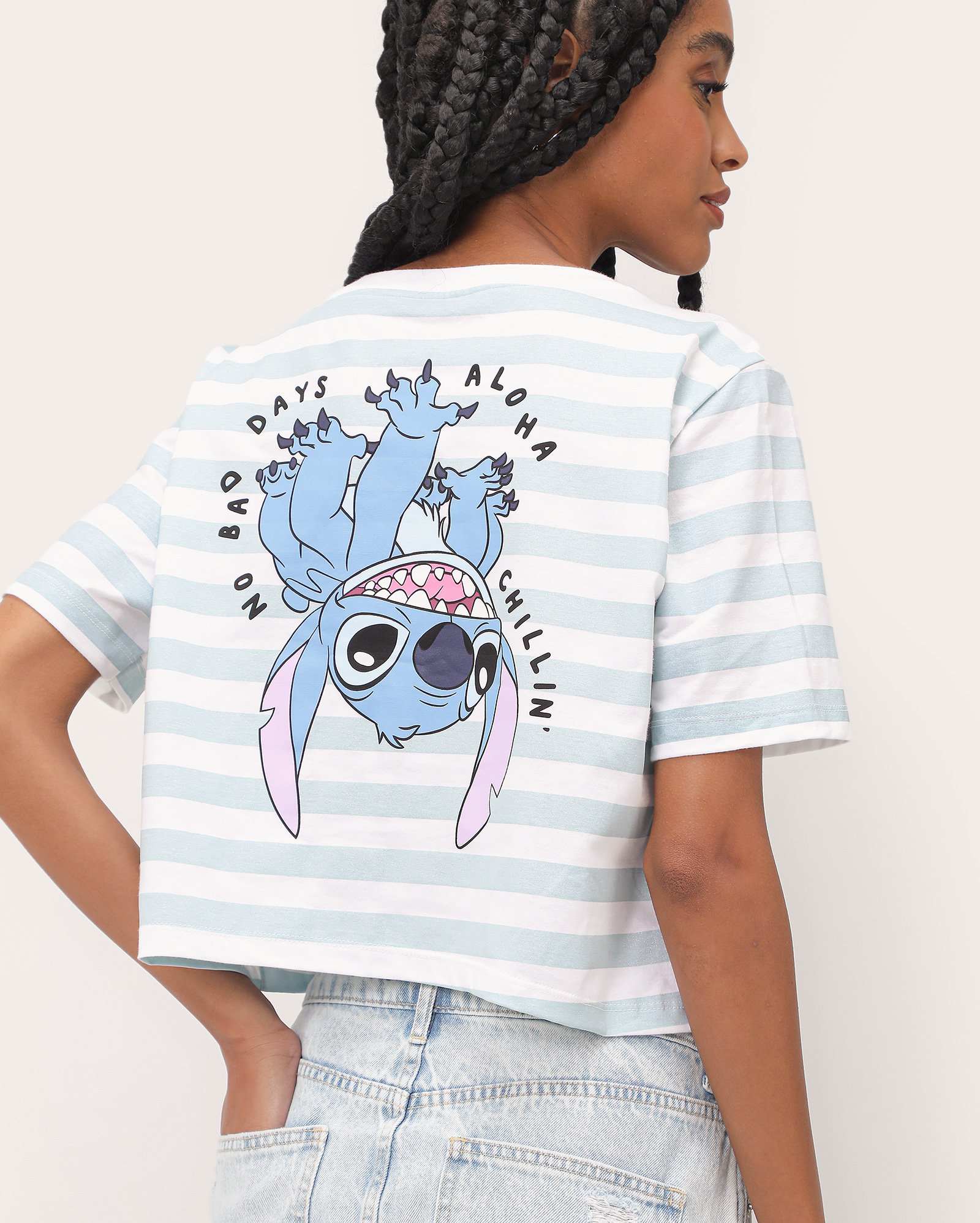 Camiseta cropped Disney Stitch listrada multicor | FANLAB — foto 5