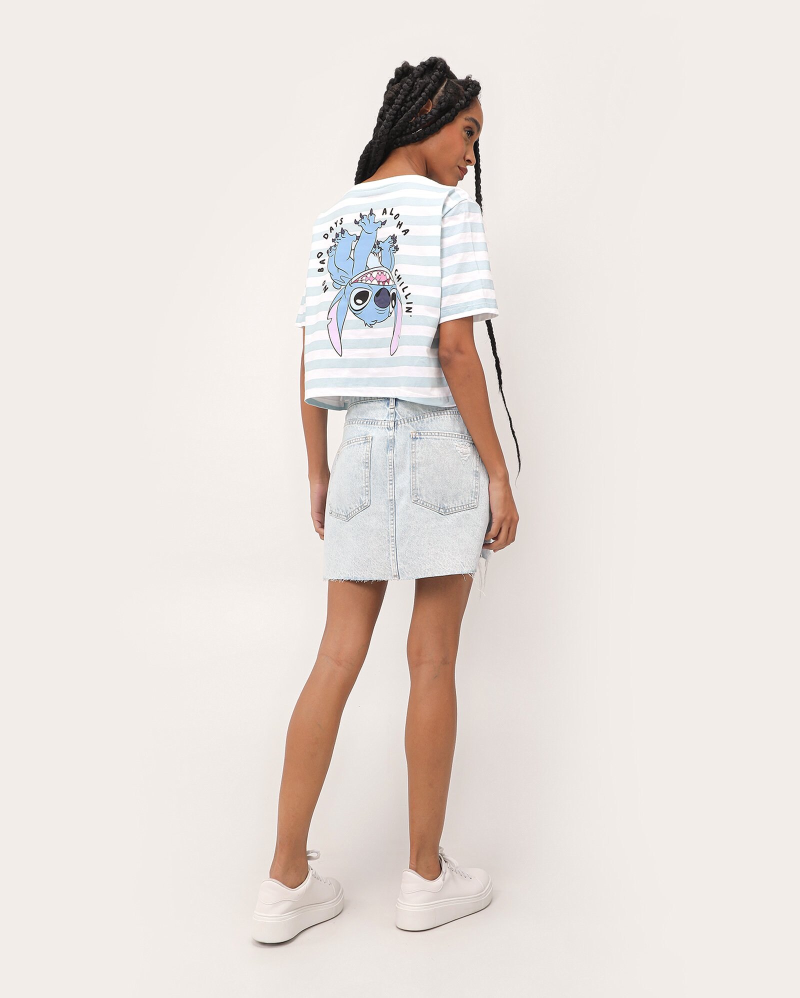 Camiseta cropped Disney Stitch listrada multicor | FANLAB — foto 3