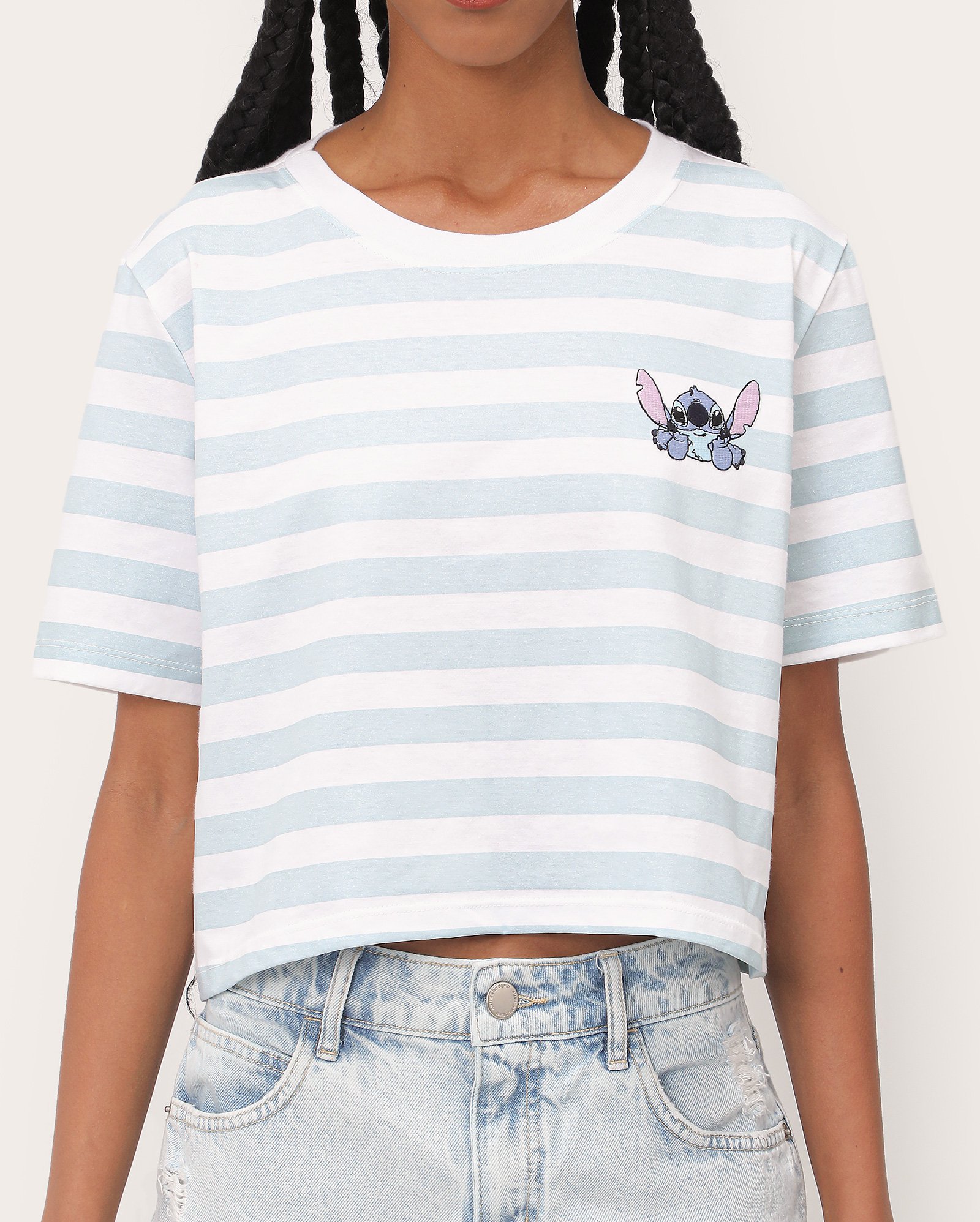 Camiseta cropped Disney Stitch listrada multicor | FANLAB — foto 6