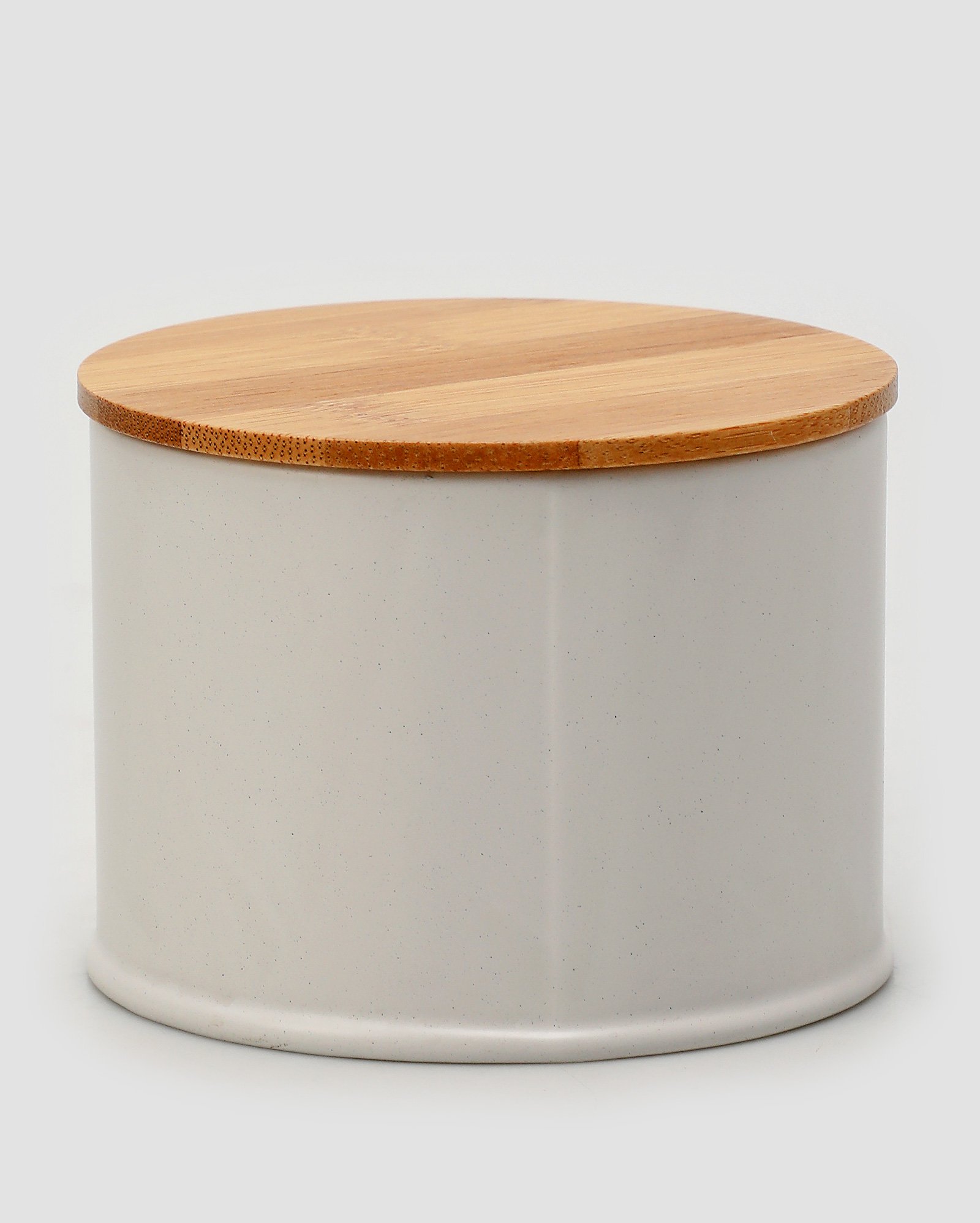 Pote de sal redondo de aço e bambu branco | Casa Riachuelo