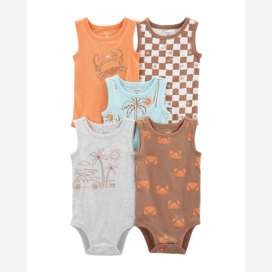 Kit body bebê 5 peças xadrez coqueiro multicor | Carter's