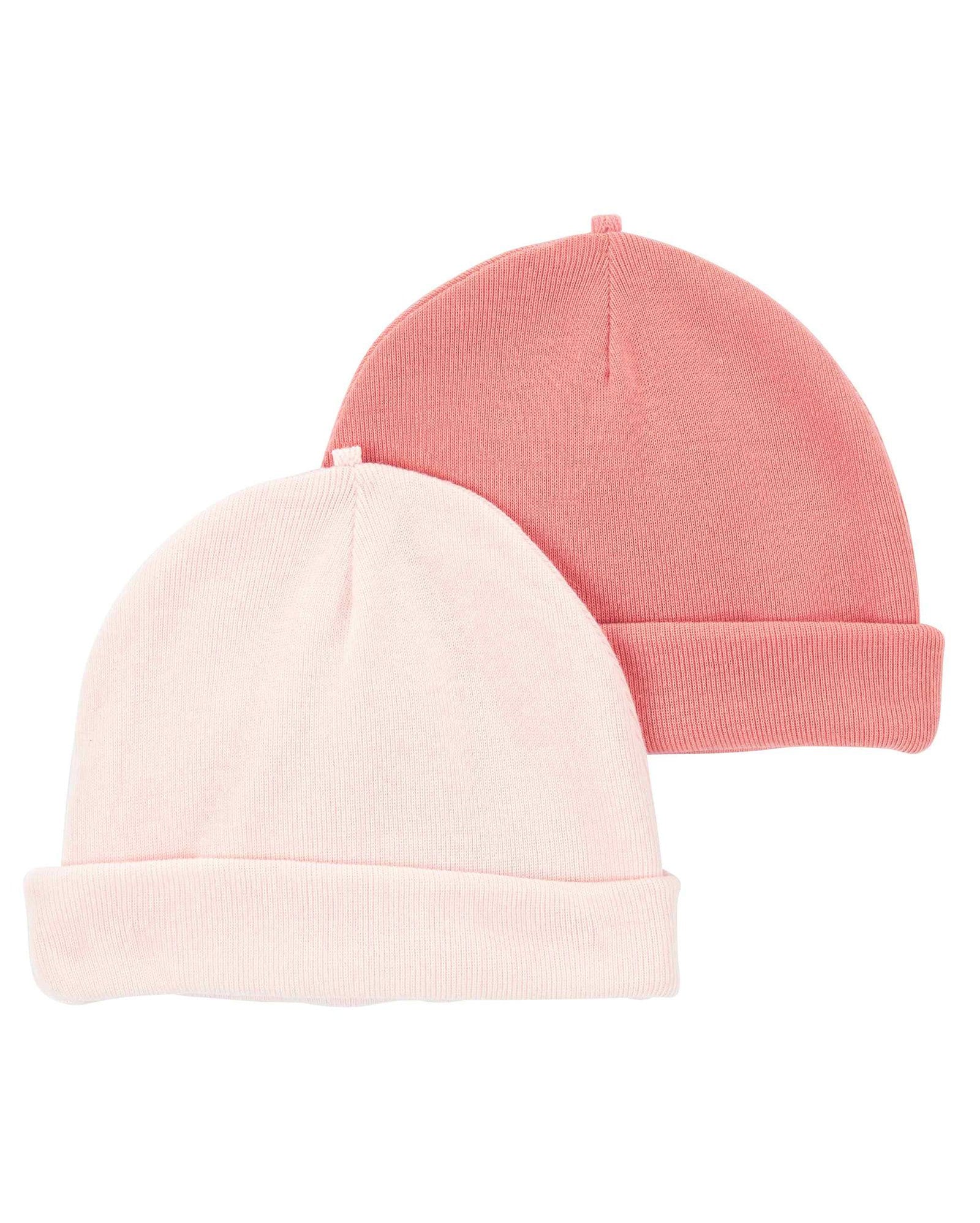 Kit touca bebê 2 peças com dobra rosa