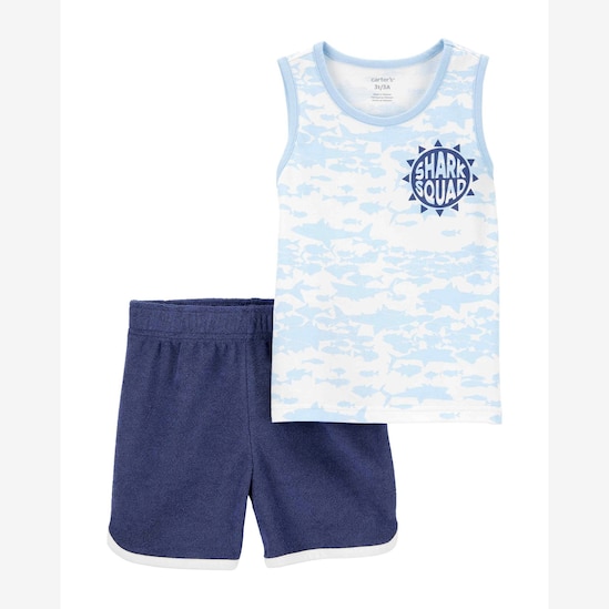 Conjunto curto infantil 2 peças de tubarões multicor | Carter's
