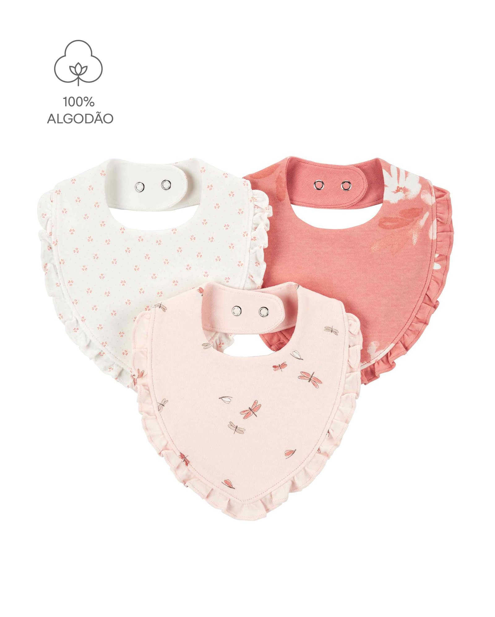 Kit babador bebê 3 peças bichinhos floral multicor | Carter's