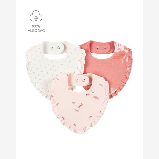 Kit babador bebê 3 peças bichinhos floral multicor | Carter's