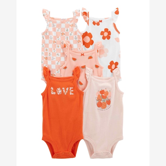 Kit body bebê 5 peças flores e frutinhas multicor | Carter's