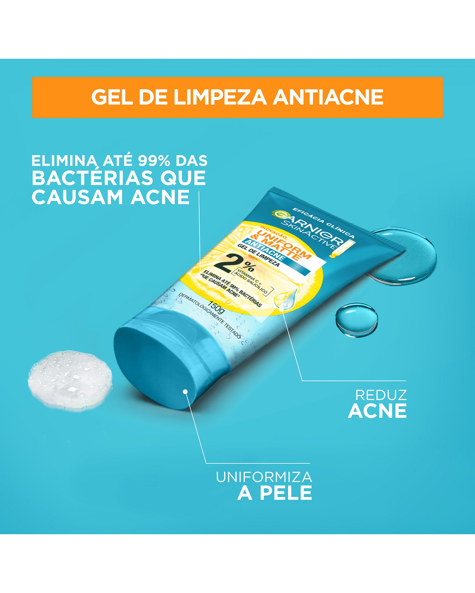 Gel de limpeza facial antiacne Uniform & Matte 150g | Garnier