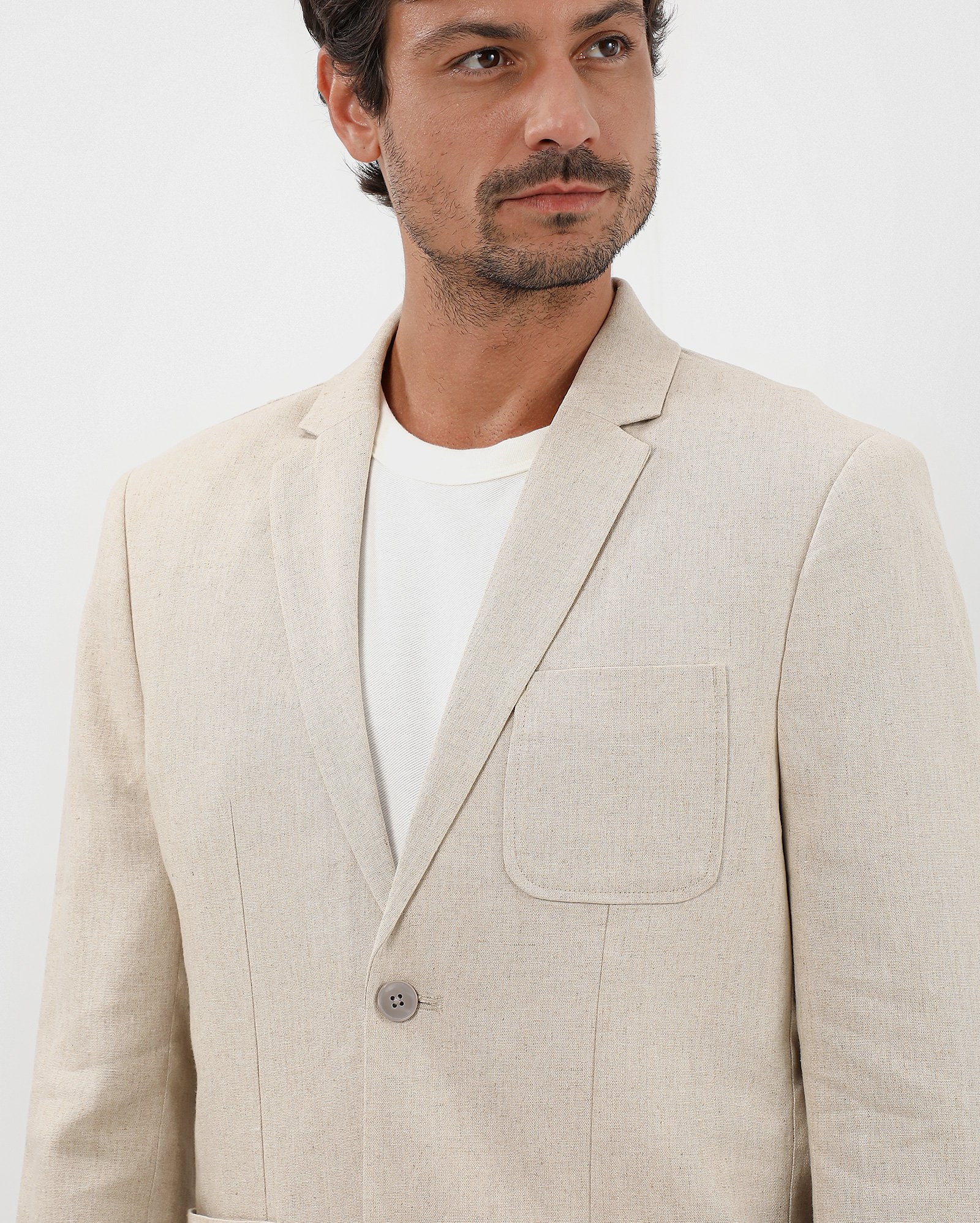Blazer Ranchero Riachuelo | Blazer masculino em viscolinho alfaiataria slim - Bege