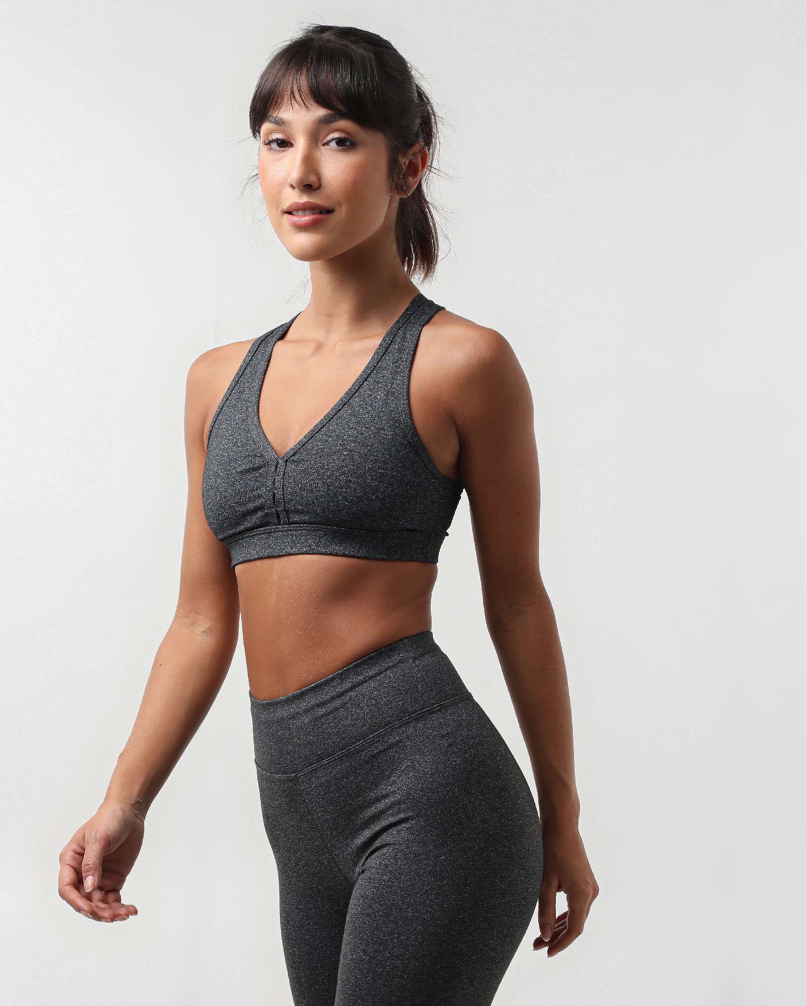 Top esportivo de poliamida com bojo - Cinza Escuro | BodyWork by Riachuelo