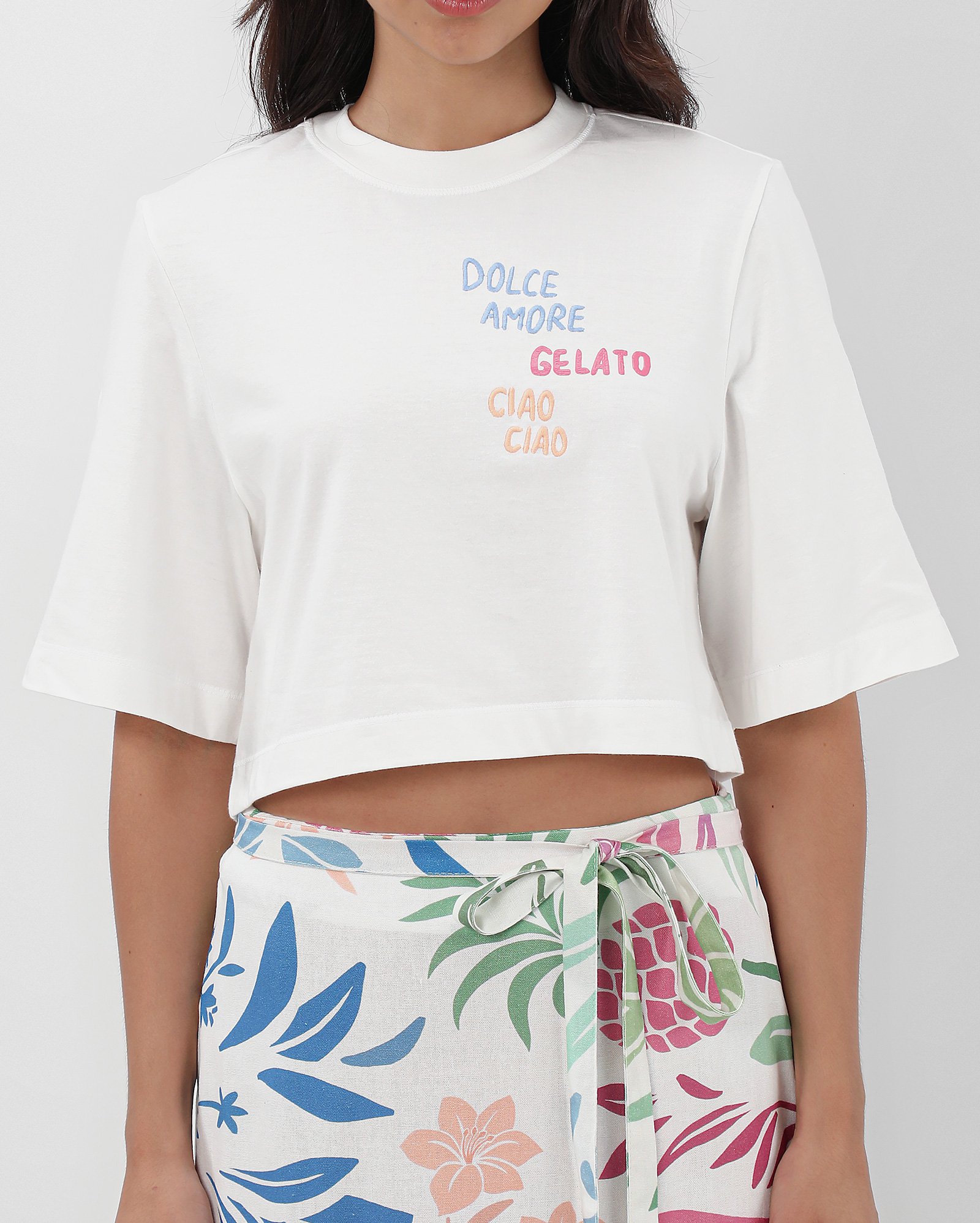Riachuelo Camiseta cropped dolce amore gelato branca Pool by Riachuelo