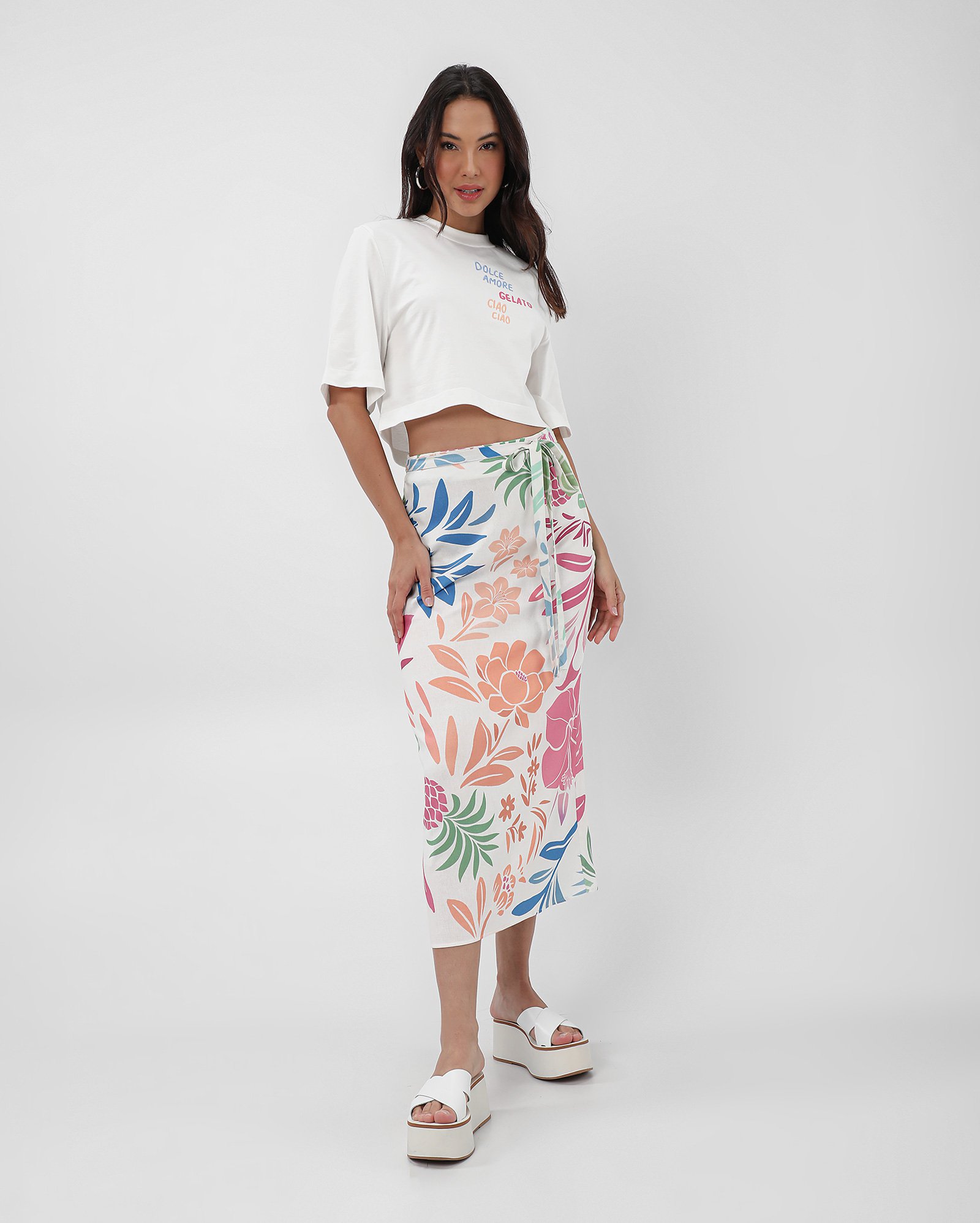 Riachuelo Camiseta cropped dolce amore gelato branca Pool by Riachuelo