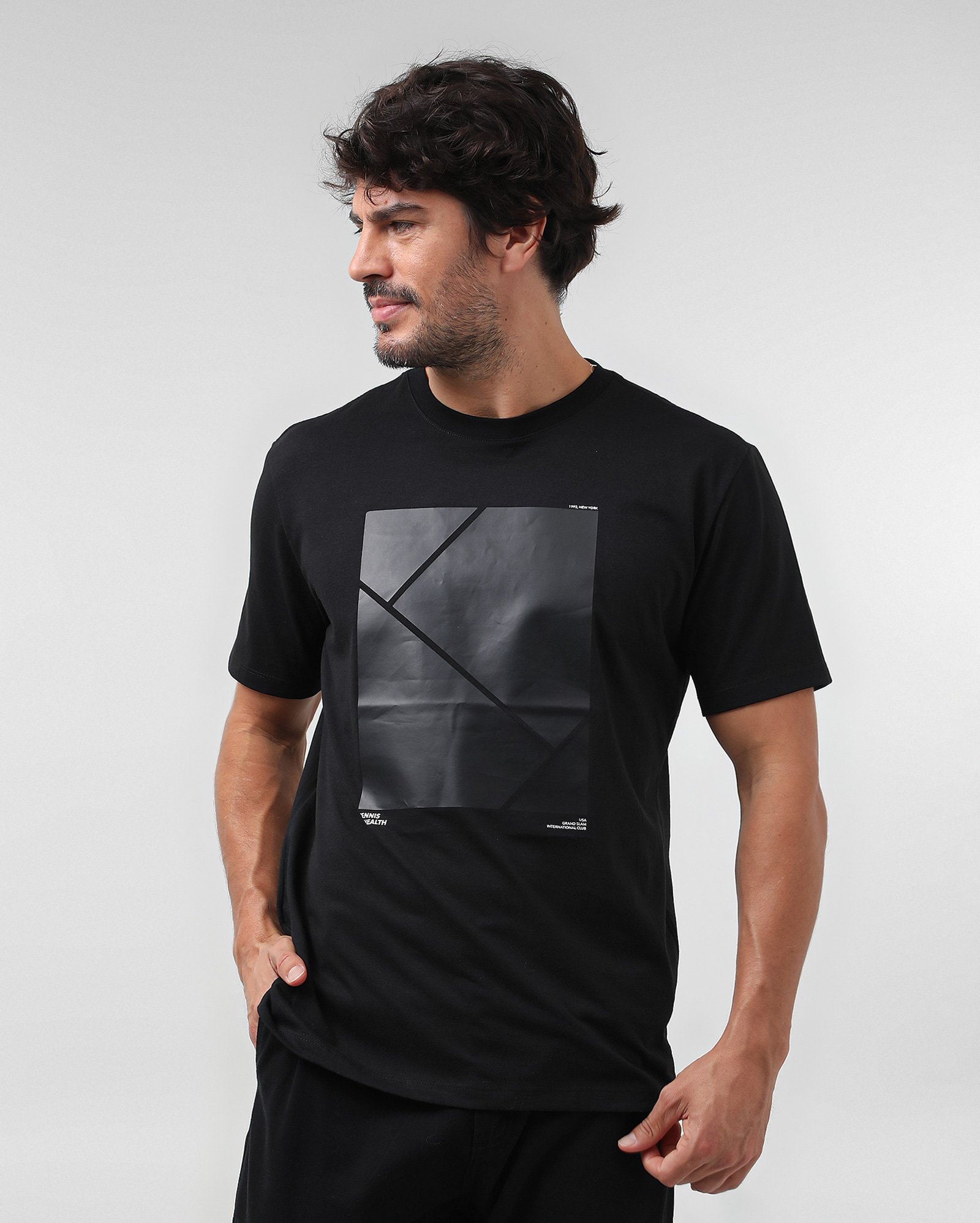 Camiseta masculina regular tennis e health preta | Original by Riachuelo