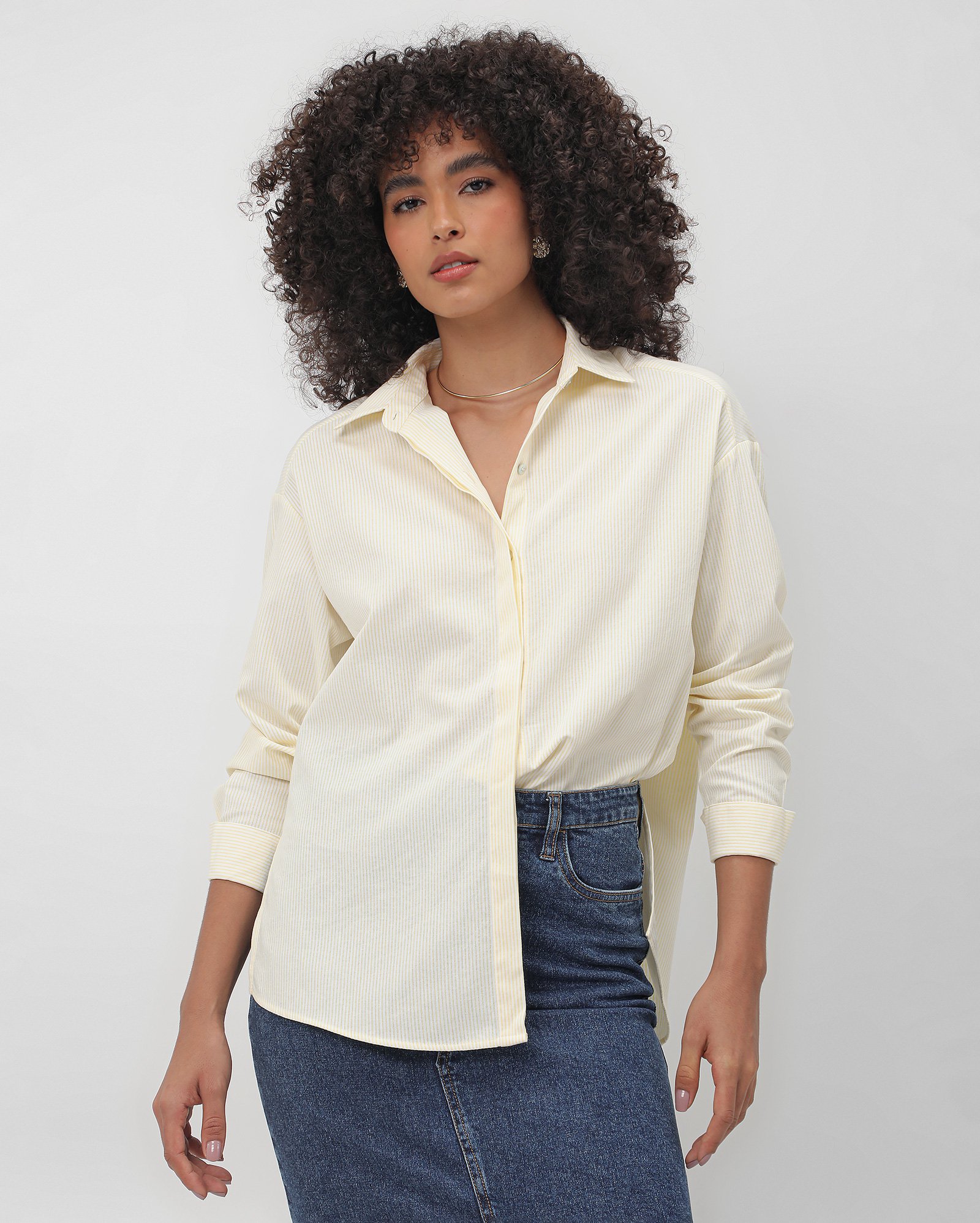 Riachuelo Camisa feminina listrada amarela AK by Riachuelo