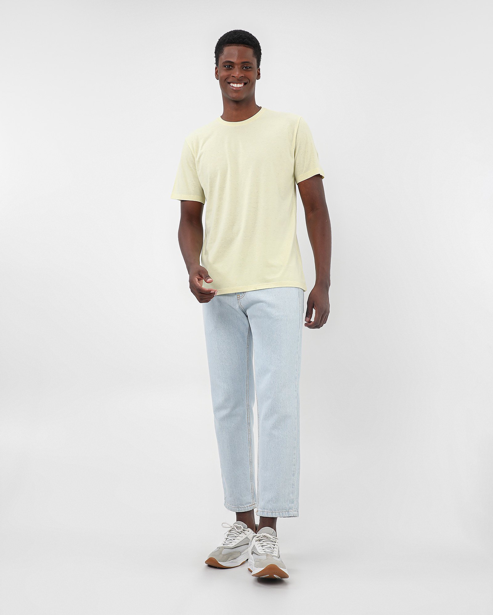 Camiseta masculina Classic malha sustentável - Amarelo Pastel — foto 3