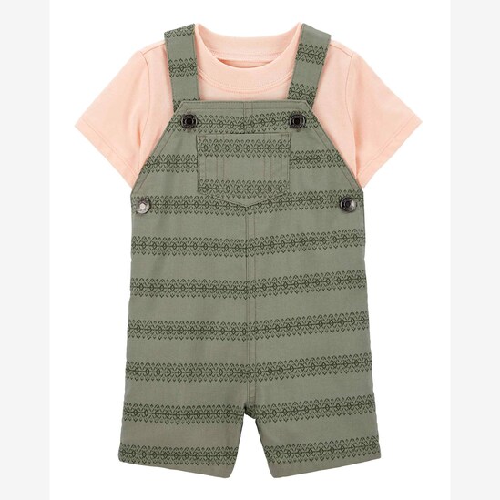 Jardineira bebê estampa étnica verde | Carter's