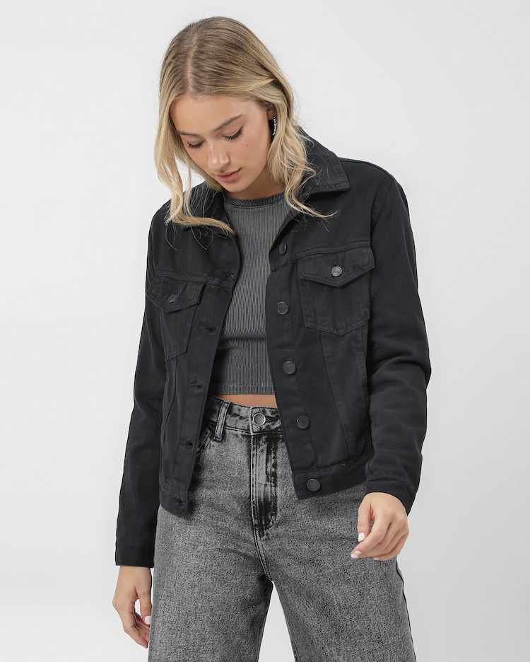 Jaqueta Jeans Preta Feminina Curta Jeans Preta Outlet Jaquetas