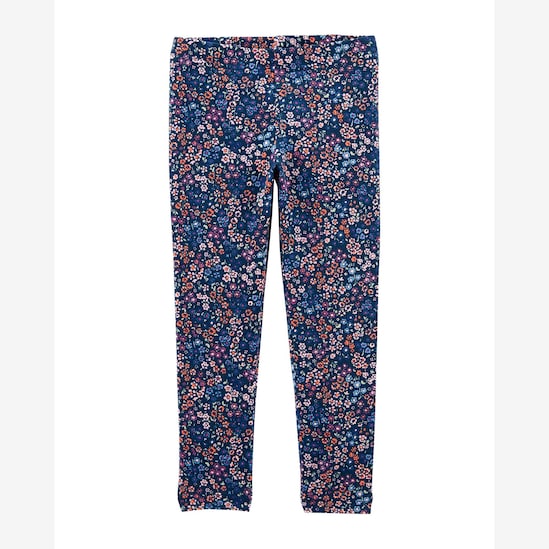 Calça legging infantil cós de elástico floral azul | Carter's