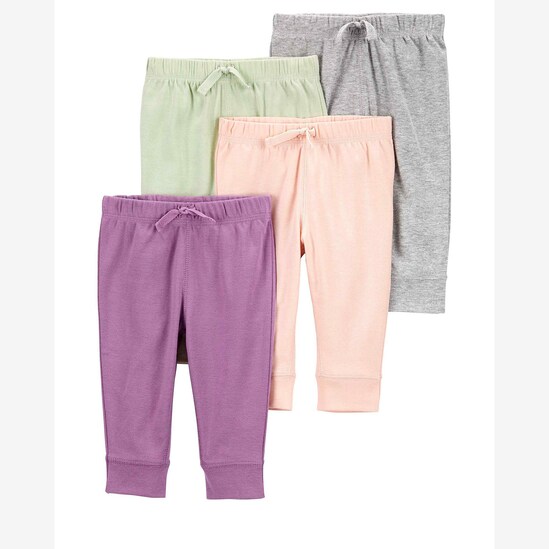 Kit calça bebê 4 peças cós elástico com laço multicor | Carter's
