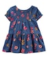 Vestido bebê floral com calcinha azul | Carter's