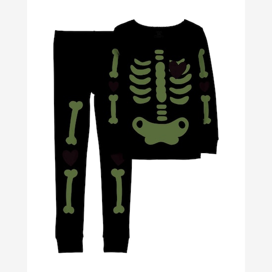 Pijama longo infantil 2 peças esqueleto brilha no escuro preto | Carter's