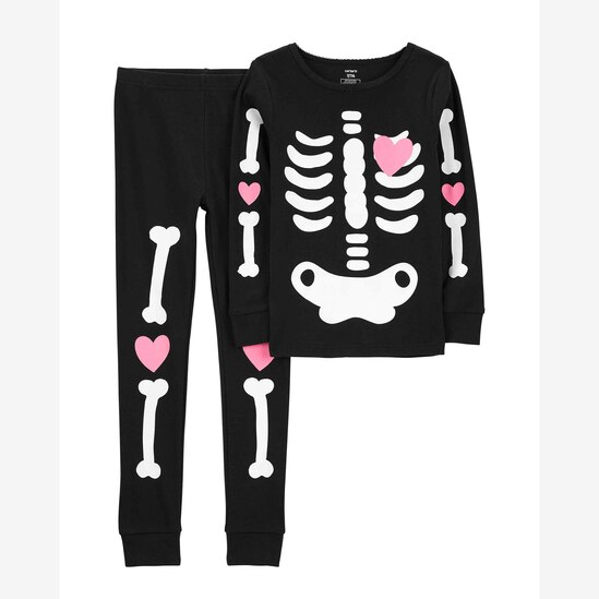 Pijama longo infantil 2 peças esqueleto brilha no escuro preto | Carter's