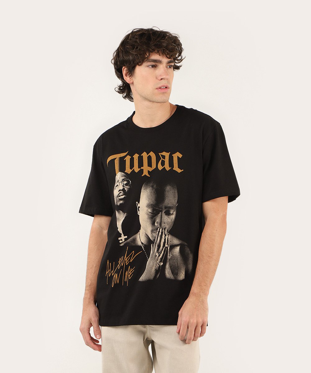 Riachuelo | Camiseta masculina só Deus pode me julgar preta | 2Pac