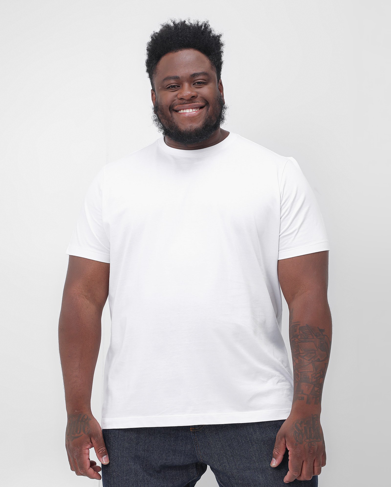 Camiseta plus size masculina lisa - Branco | Original Plus