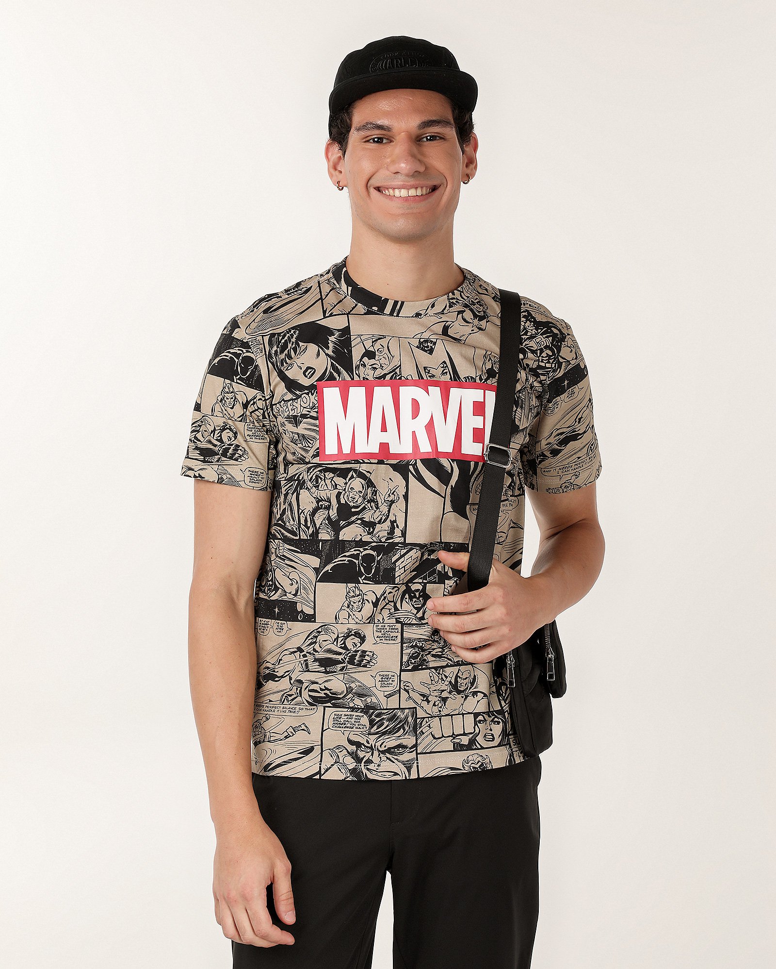Camiseta masculina heróis nos quadrinhos bege | Marvel